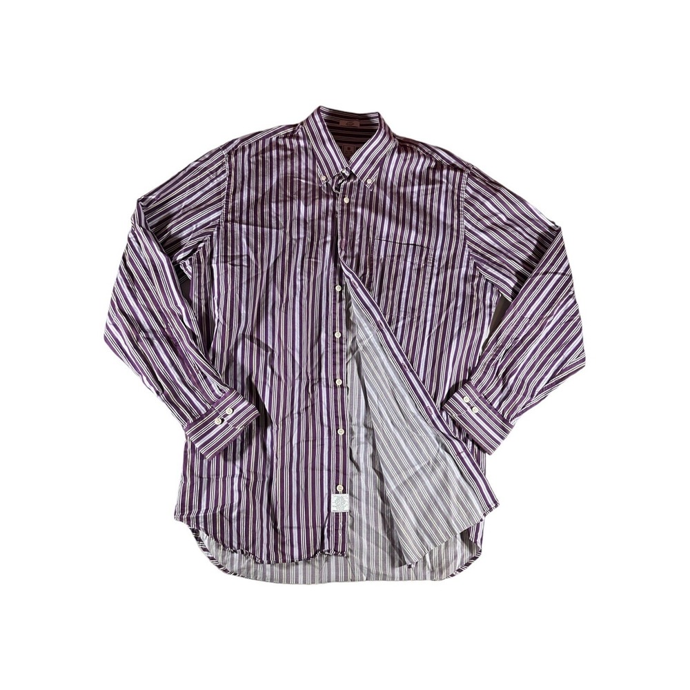 Peter Millar Dress Shirt Adult Large Purple White Striped Formal Quality Men's
